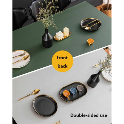 PU Tischdecke 90x200cm – Wasserdicht, Schwarz+Grau