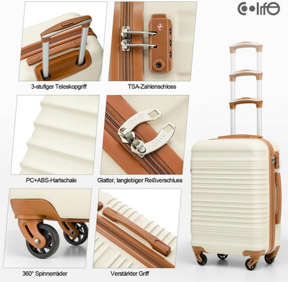 Koffer-Set ABS Hartschale Reisekoffer 4 Rollen TSA-Schloss 6tlg