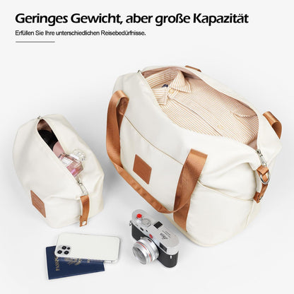 COOLIFE Koffer-Set ABS Hartschale 4 Rollen TSA-Schloss 6tlg Weiß/Braun