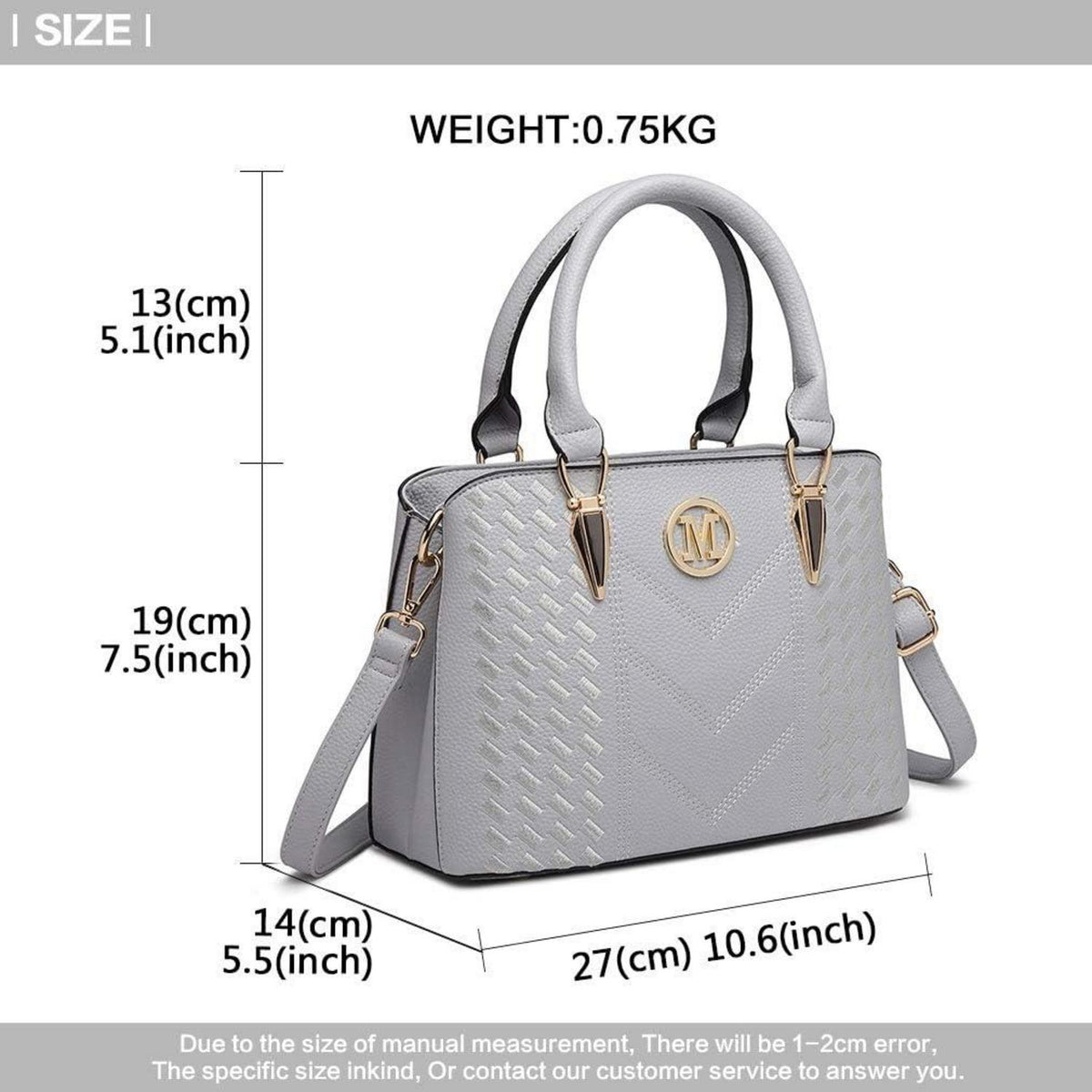 Miss Lulu Damen Handtasche Mittelgroß PU-Leder Goldfarbene Hardware- Schwarz