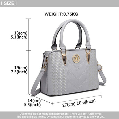 Miss Lulu Damen Handtasche Mittelgroß PU-Leder Goldfarbene Hardware- Schwarz