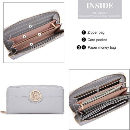 Miss Lulu Damen Handtasche Mittelgroß PU-Leder Goldfarbene Hardware- Schwarz