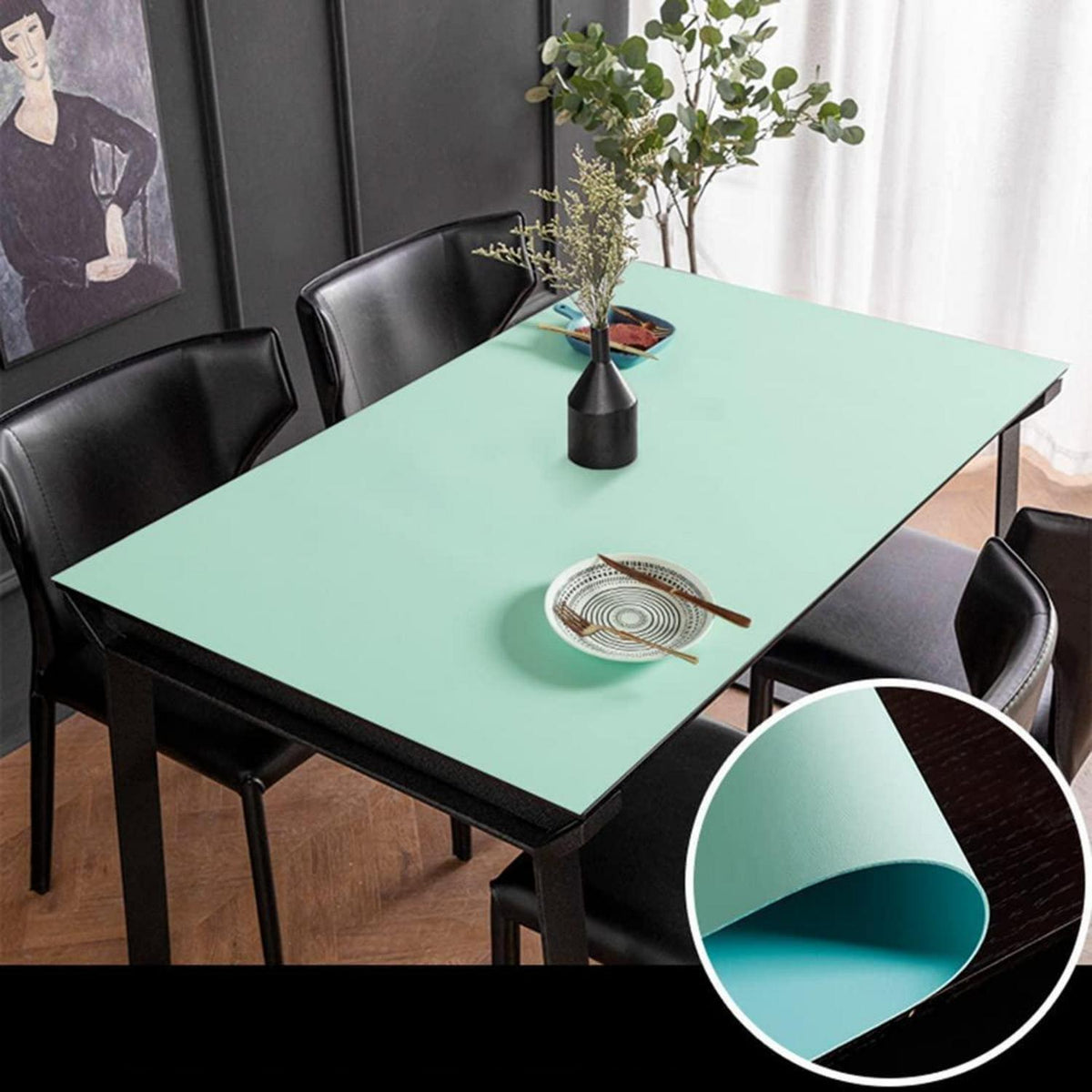 PU Tischdecke wasserdicht 85x180cm Grün Blau