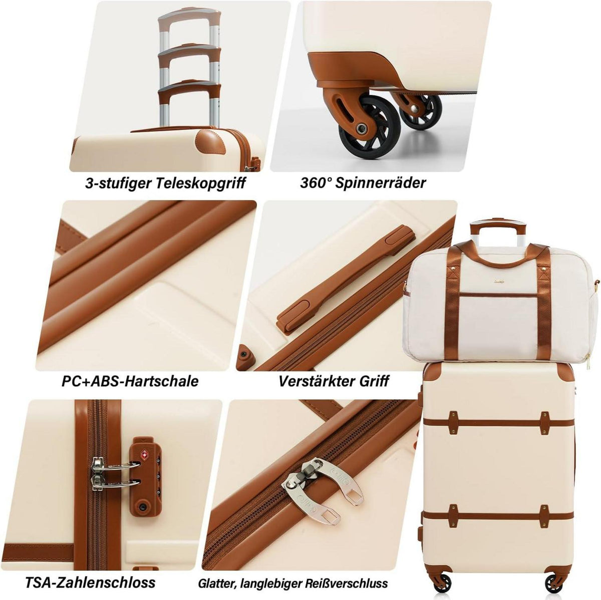 COOLIFE Koffer Set 6tlg Blau ABS Hartschale Trolley 4 Rollen
