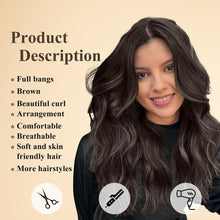 Dunkelbraune Lockenperücke mit Pony – Natürlicher Look