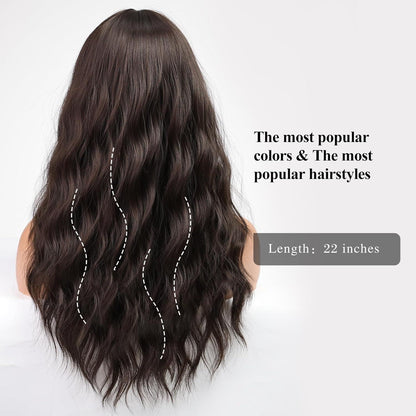 Dunkelbraune Lockenperücke mit Pony – Natürlicher Look