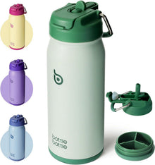 Isolierte Trinkflasche Edelstahl mit Strohhalm 16oz Grün