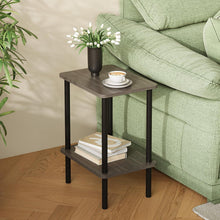 Beistelltisch Holz 2 Tier Nachttisch Schmal Stauraum 40x30x52cm Grau