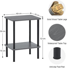 Beistelltisch Holz 2 Tier Nachttisch 40x30x52cm Grau