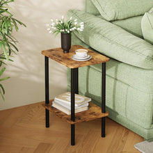 Beistelltisch Holz 2 Tier Nachttisch Schmal 40x30x52cm Braun