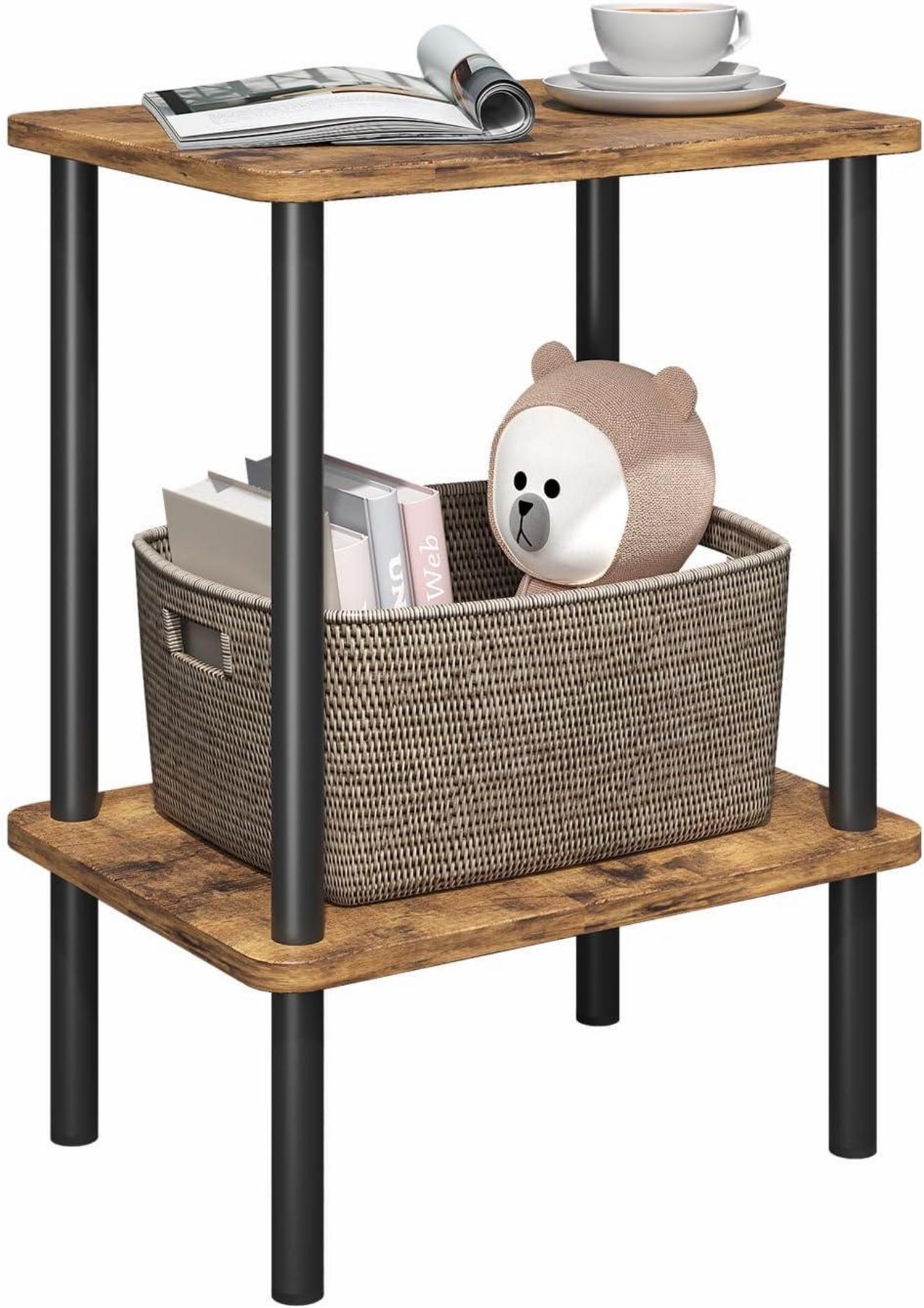 APICIZON Beistelltisch Holz 2 Tier Klein, Stauraum, Braun