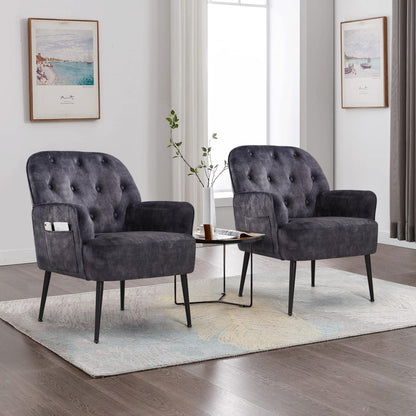 Bequemer Samt Sessel mit Seitentasche – Modern & Ergonomisch