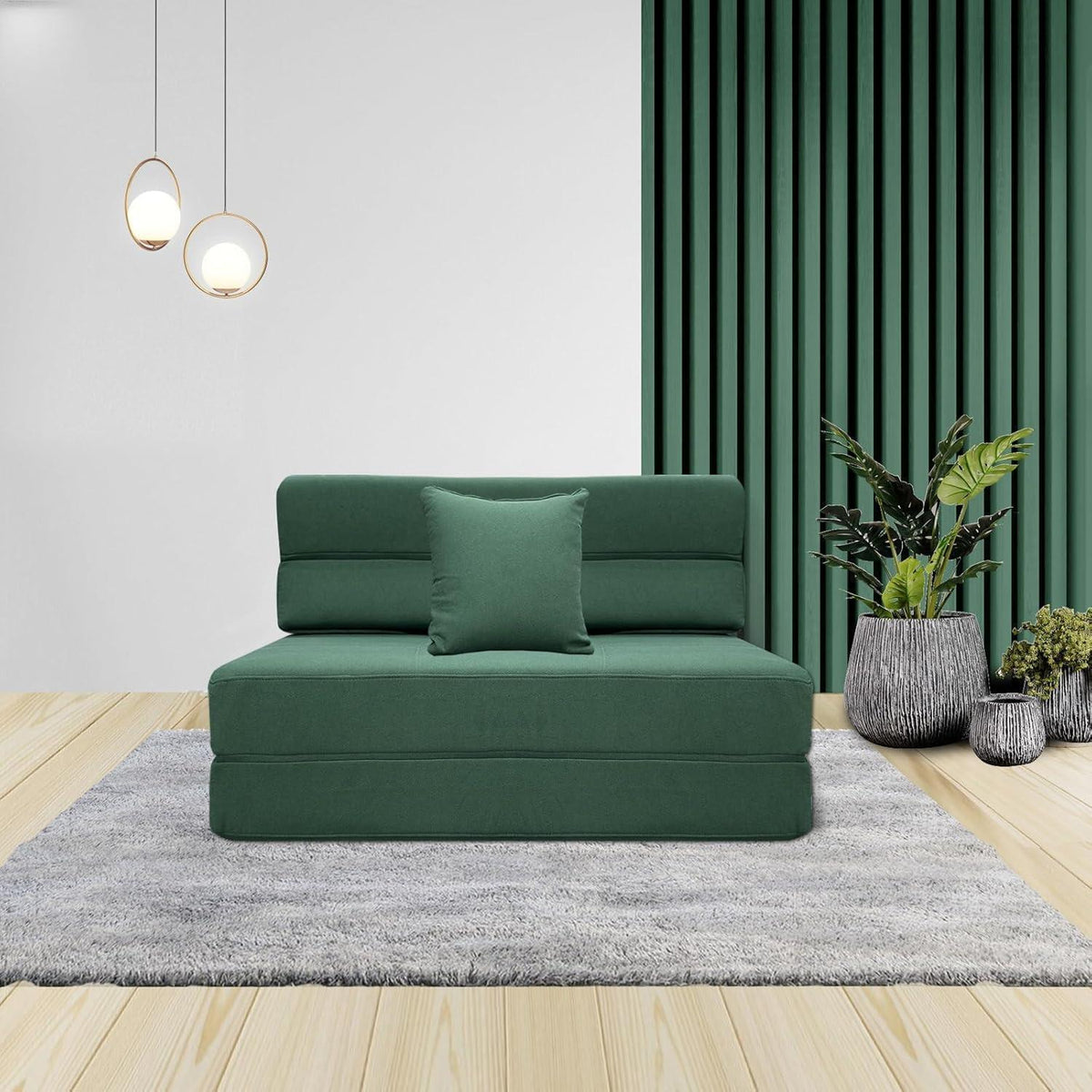 Gästesofa mit Schlaffunktion & Memory Schaum – Dunkelgrün
