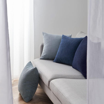Topfinel Kissenbezug 60x60cm 4er Set blau Cord Kord Samt Flauschig deco Sofa