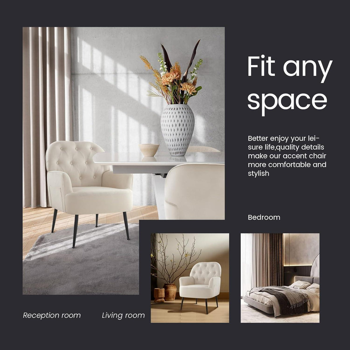 Bequemer Lounge Sessel mit Seitentasche – Modernes Design in Beige
