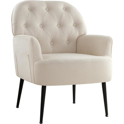 Bequemer Lounge Sessel mit Seitentasche – Modernes Design in Beige