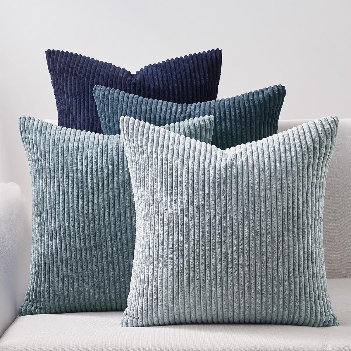 Kissenbezug Set Kordsamt Deko Blau 60x60cm 4er-Pack