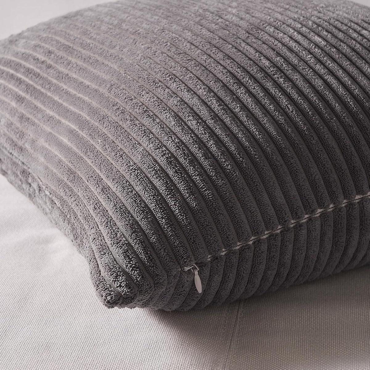 Topfinel Kissenbezug 60x60 cm Grau 4er Set Kordsamt
