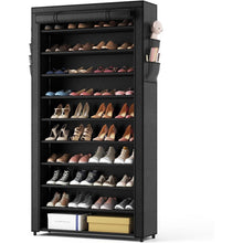 Schuhregal 10 Ebenen für 50 Paare, schwarz, staubdichte