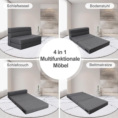Doppel Schlafsofa mit Memory Schaum & Kissen – Dunkelgrau