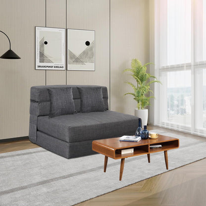 Doppel Schlafsofa mit Memory Schaum & Kissen – Dunkelgrau