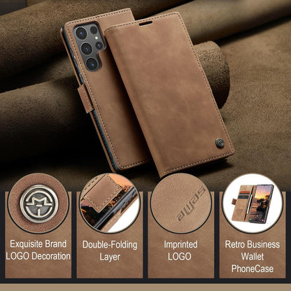 Samsung Galaxy S24 Ultra 5G Handyhülle Braun Leder Flip Case Magnet