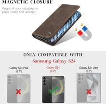 Samsung Galaxy S24 5G Hülle Premium Leder Flip Case Kaffee