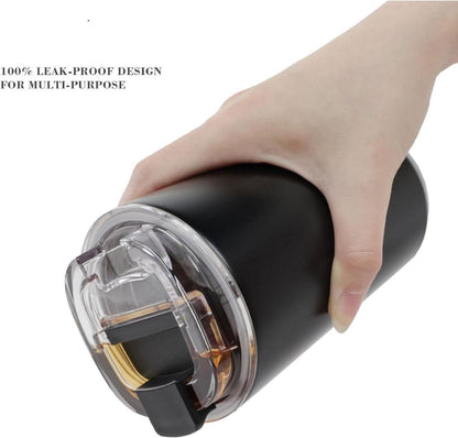 ERBO Kaffeebecher to go 380ml Thermobecher Schwarz Auslaufsicher mit Deckel