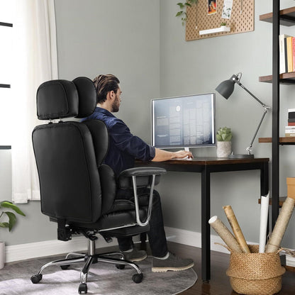 Ergonomischer Bürostuhl mit Fußstütze und Kopfstütze, PU