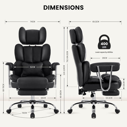 Ergonomischer Bürostuhl mit Fußstütze und 180kg Belastbarkeit