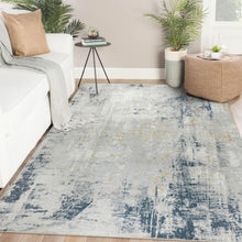 Teppich Moderner Kurzflor Waschbar Rutschfest 120x170cm Beige Blau
