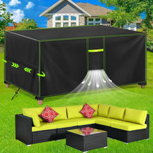 Wasserdichte Gartenmöbelabdeckung 420D Oxford, 300x250x100cm Schwarz