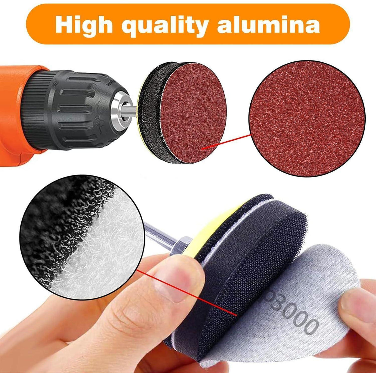 Schleifpapier 50mm Klett 100 Stück Körnung 3000 für Bohrmaschine