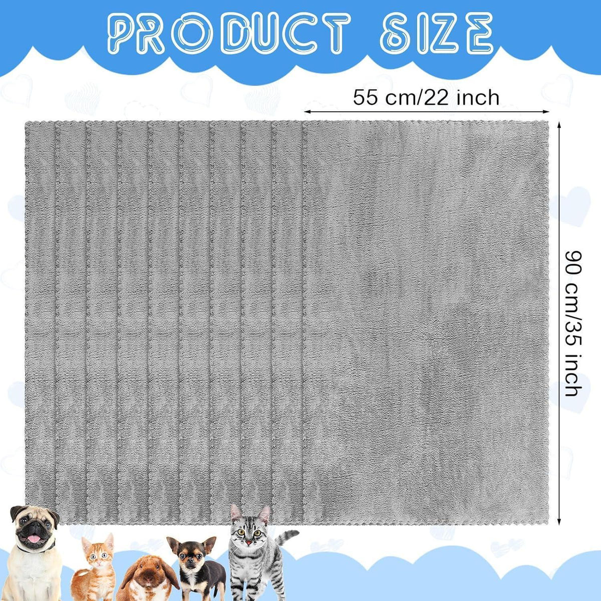 10x Waschbare Kleintierdecken Grau 35x22 Zoll