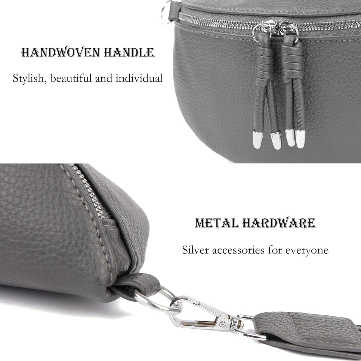 Atgbiem Umhängetasche Damen Stylisch Crossbody Bag Dunkelgrau mit Breitem Gurt