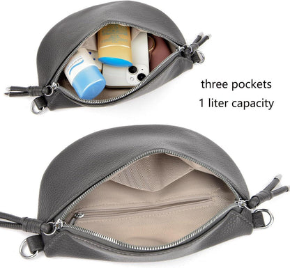 Umhängetasche Damen Stylisch Crossbody Bag Dunkelgrau Breiter Gurt