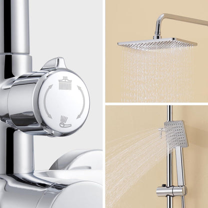 Höhenverstellbare Duscharmatur Komplettset mit Regendusche & Handbrause