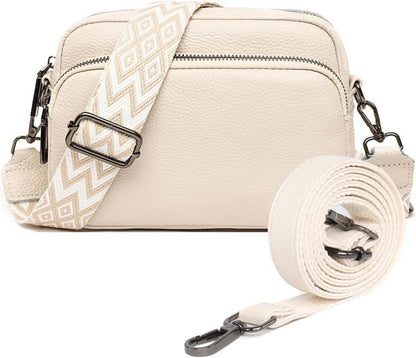 Damen Handy Umhängetasche Echtes Leder Crossbody Bag mit Breitem