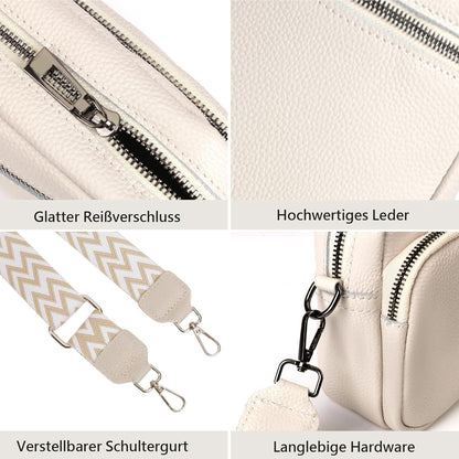 Damen Handy Umhängetasche Echtes Leder Crossbody Bag mit Breitem