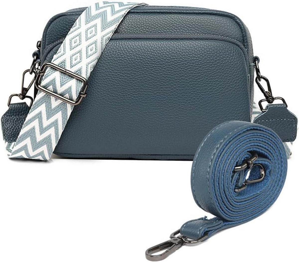 Damen Crossbody Umhängetasche aus echtem Leder mit breitem
