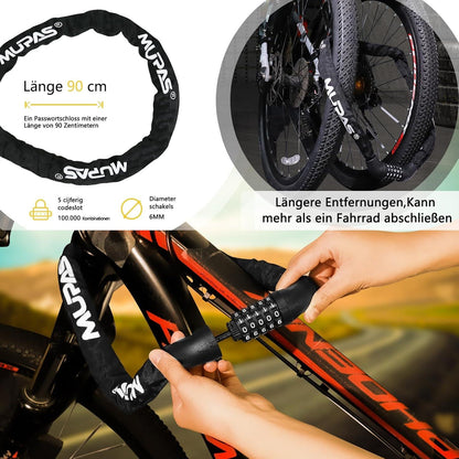 Fahrradschloss 5 stellig Zahlenschloss Stahl Anti-Diebstahl Kette