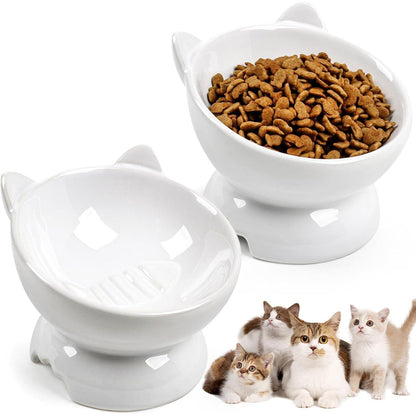2er Set Keramik Katzennäpfe | Erhöhte Fressnäpfe für Katzen