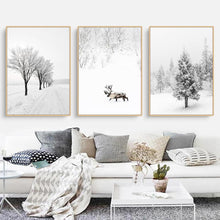3er Set Winter Poster Tanne Elch 40x50 cm Leinwandbilder Wanddeko