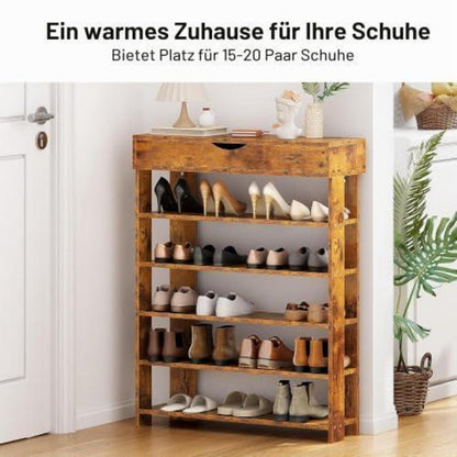 Holz Schuhregal 5 Ebenen – Schuhschrank für 20 Paar Schuhe