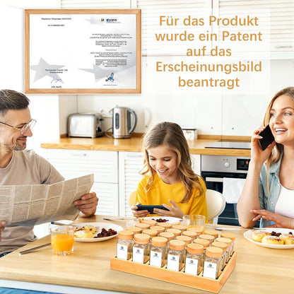 Gewürzregal Bambus Holz 24 Fächer 120ml-Gläser Organizer