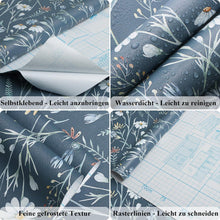 Selbstklebende Tapete Blau 41×300cm Blumen Vinyl Möbelfolie