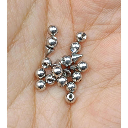 20er Ersatz Piercing Kugeln 1,2mm Stahl 3mm Schraubkugeln für Lippe Nase