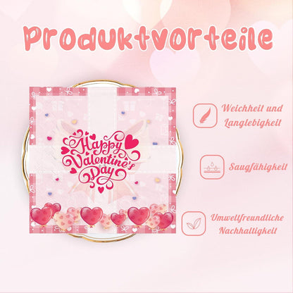 Valentinstag Papierservietten 40 Stück 33x33cm Servietten Hochzeit