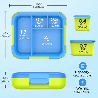 CAPERCI Brotdose Kinder Large 4.8 Cups Bento Box 4 Fächer 2