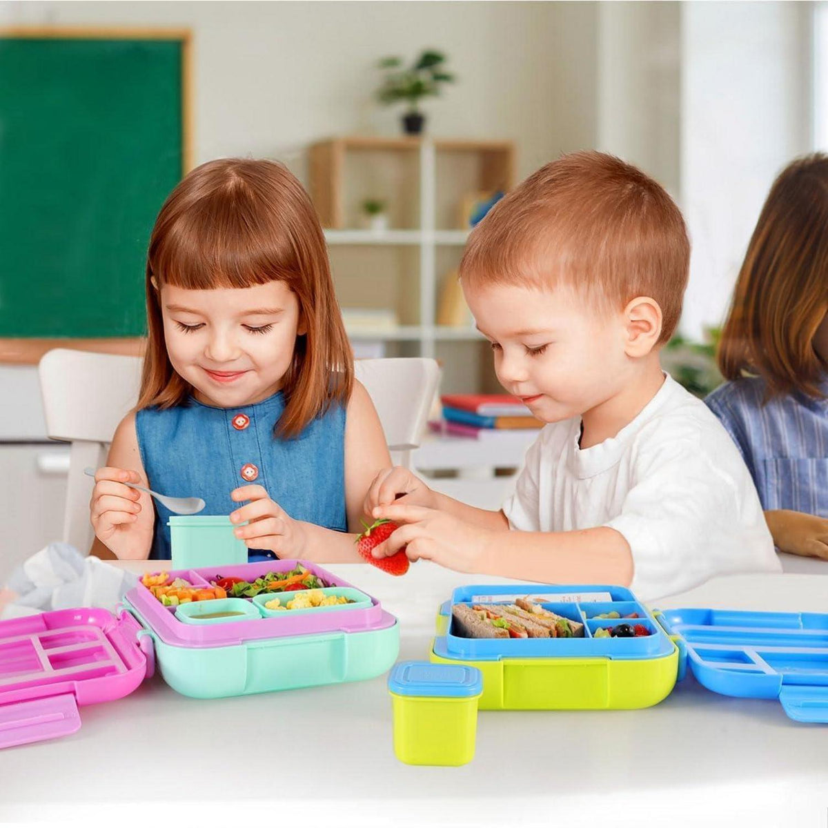 CAPERCI Lunch Box Kinder 4.8 Cups Bento Box Schule Fächer Saucenbox Blue